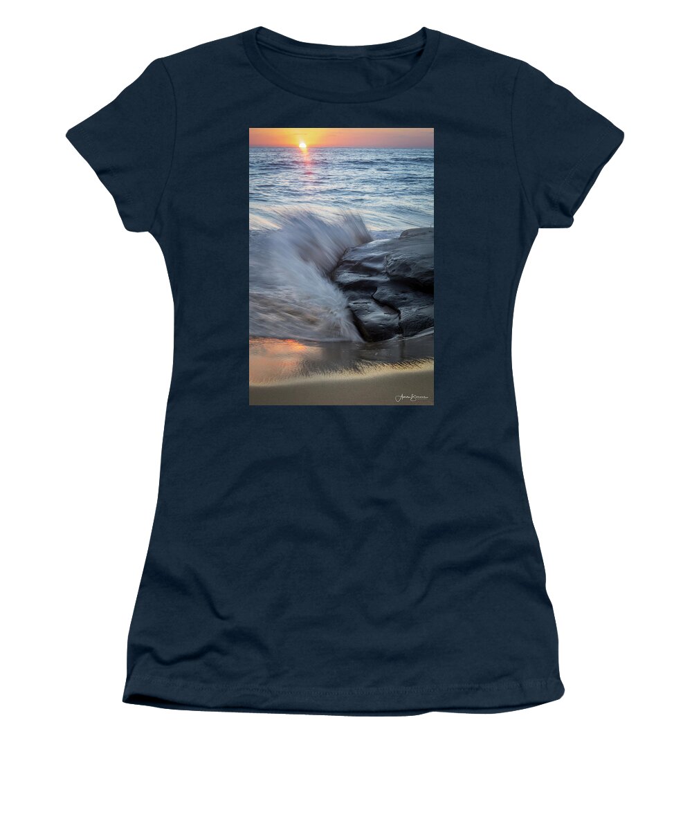 Beach Women's T-Shirt featuring the photograph Sunset Sprays by Aaron Burrows