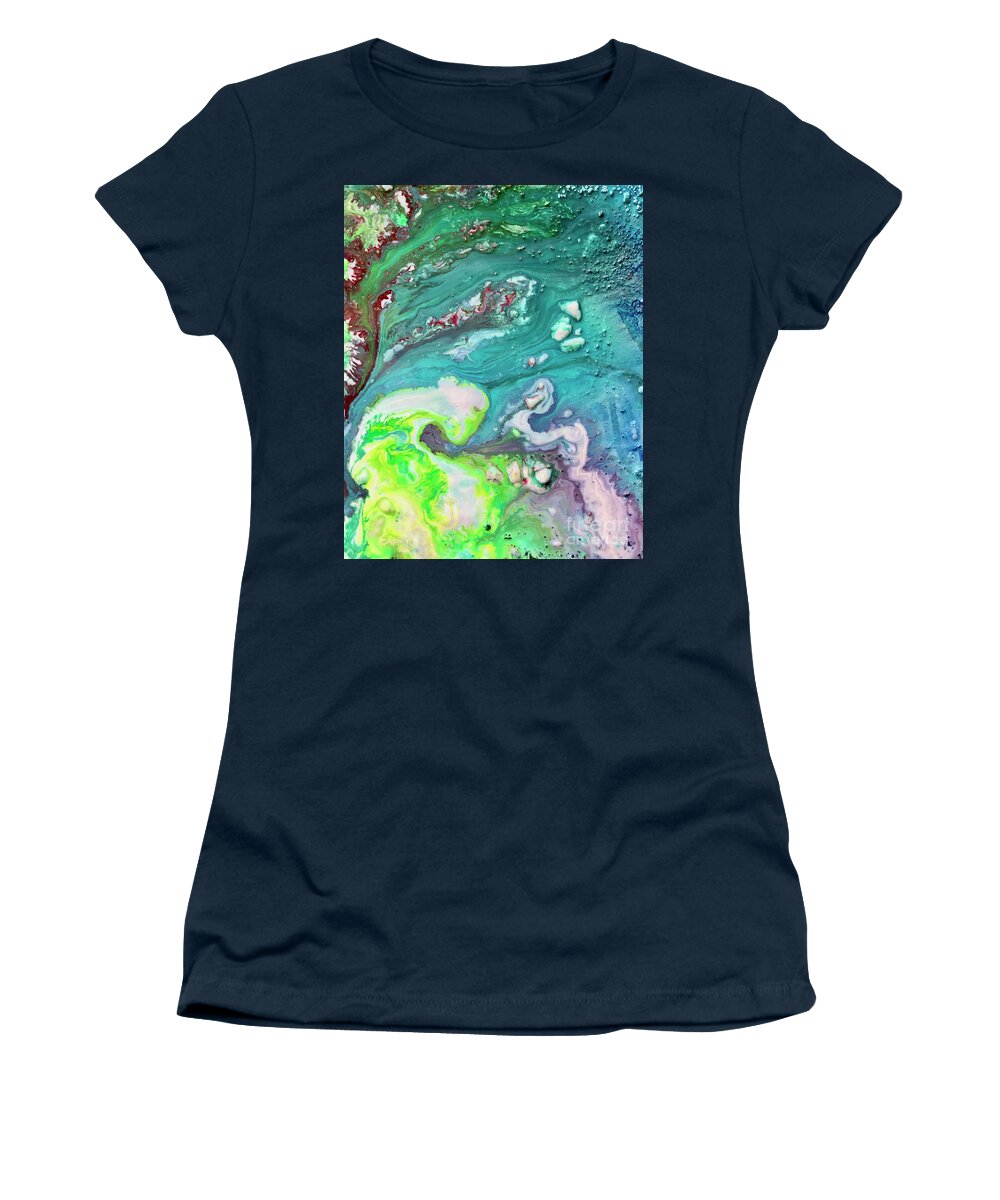 Blue Women's T-Shirt featuring the painting Sunset Surf by Kasha Ritter