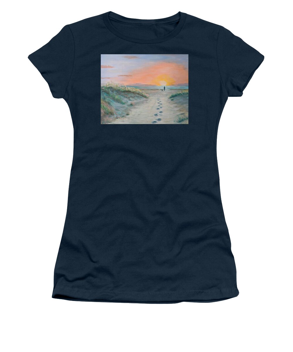 Sunrise Women's T-Shirt featuring the painting Surfside Beach Too by Mike Jenkins