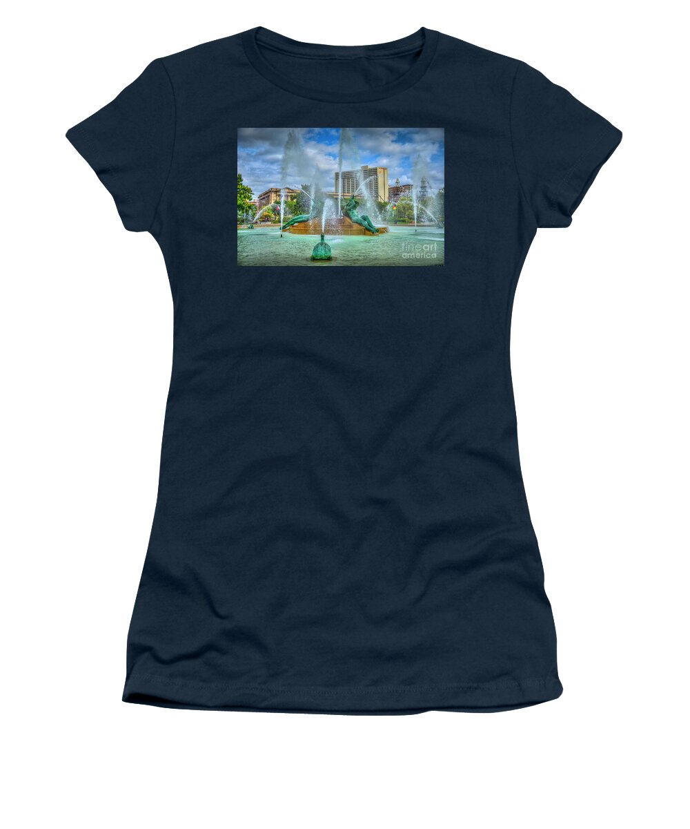 Swann Memorial Fountain Women's T-Shirt featuring the photograph Swann Memorial Fountain of the Three Rivers by David Zanzinger
