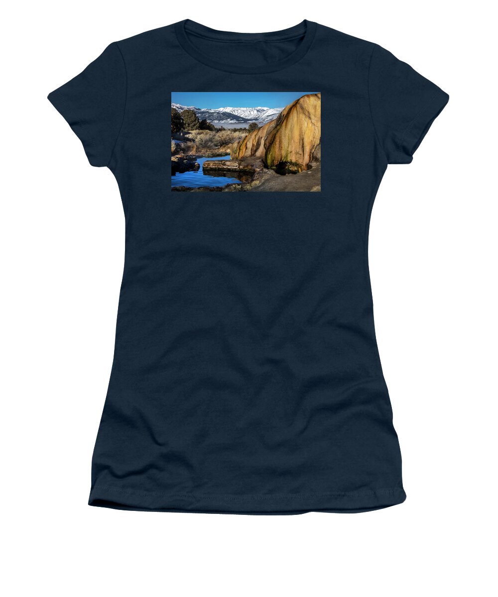  Women's T-Shirt featuring the photograph Travertine hot spring by John T Humphrey