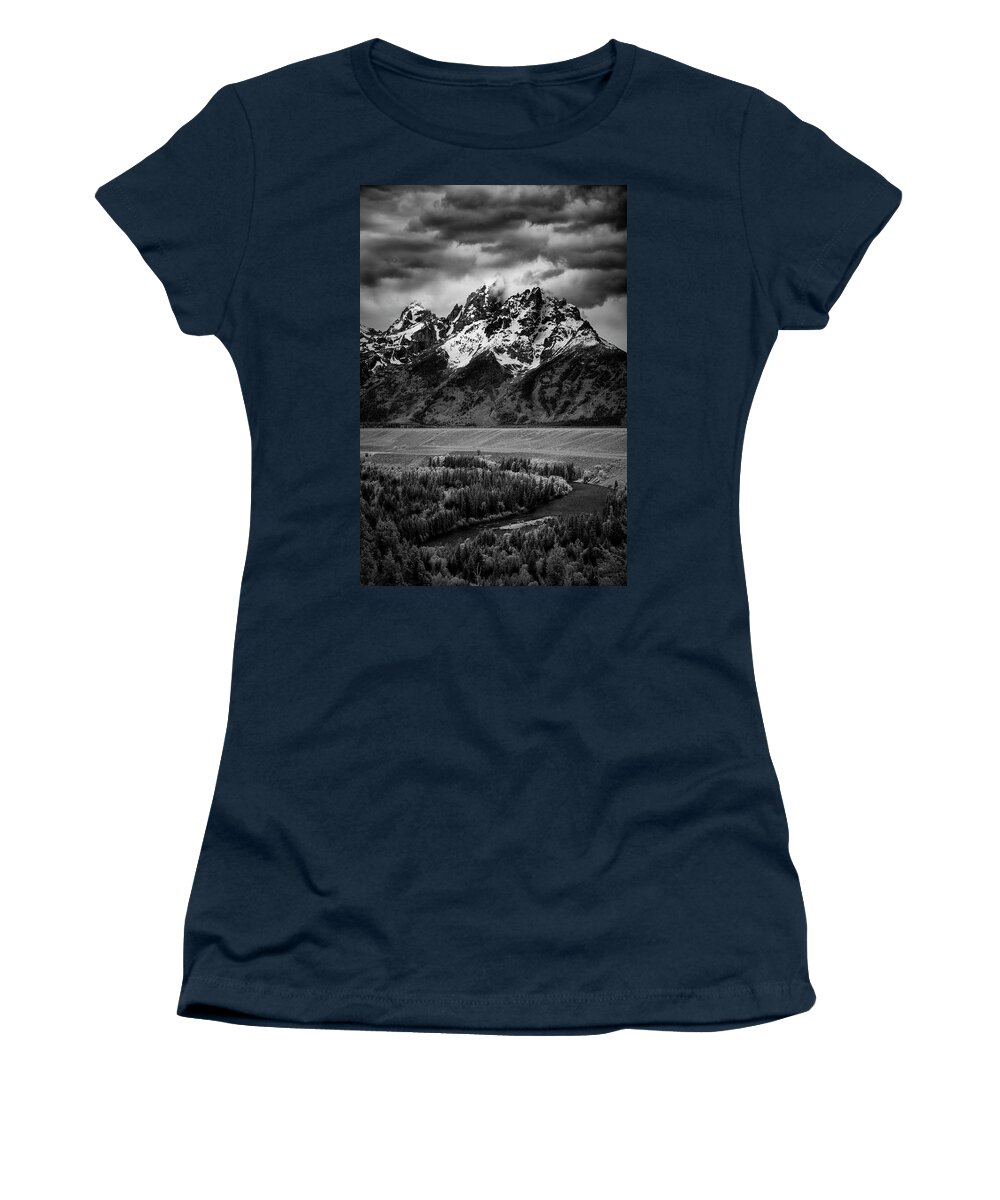Tetons Women's T-Shirt featuring the photograph Tetons over the Snake River II by Jon Glaser