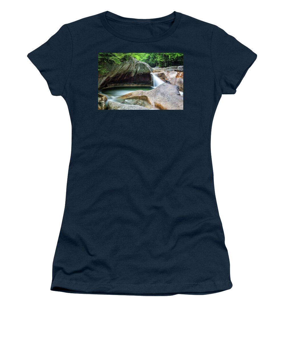 The Basin Women's T-Shirt featuring the photograph The Basin, Springtime NH by Michael Hubley