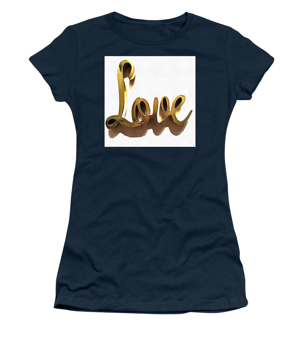 Pography Women's T-Shirt featuring the painting The Depth of Love In Golden Color by Taiche Acrylic Art