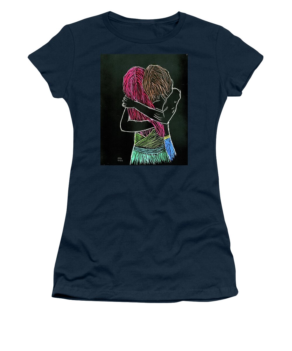 Embrace Women's T-Shirt featuring the drawing The Embrace by Branwen Drew