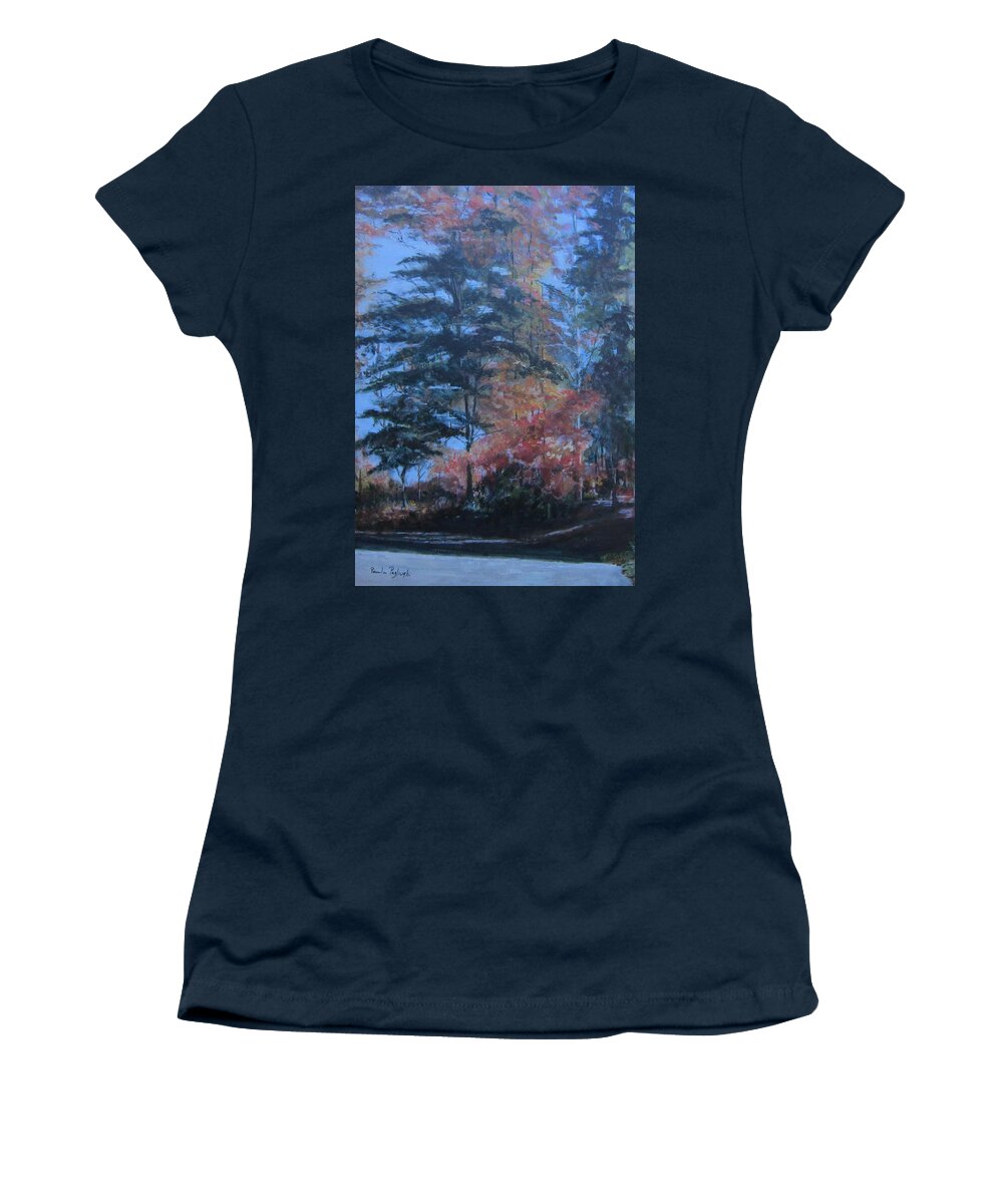 Painting Women's T-Shirt featuring the painting The End of the Street by Paula Pagliughi