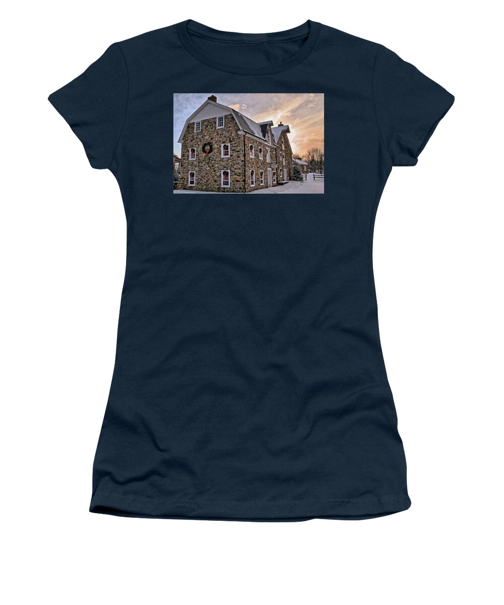 Hellertown Women's T-Shirt featuring the photograph The Grist Mill and Ye Old Tavern by DJ Florek