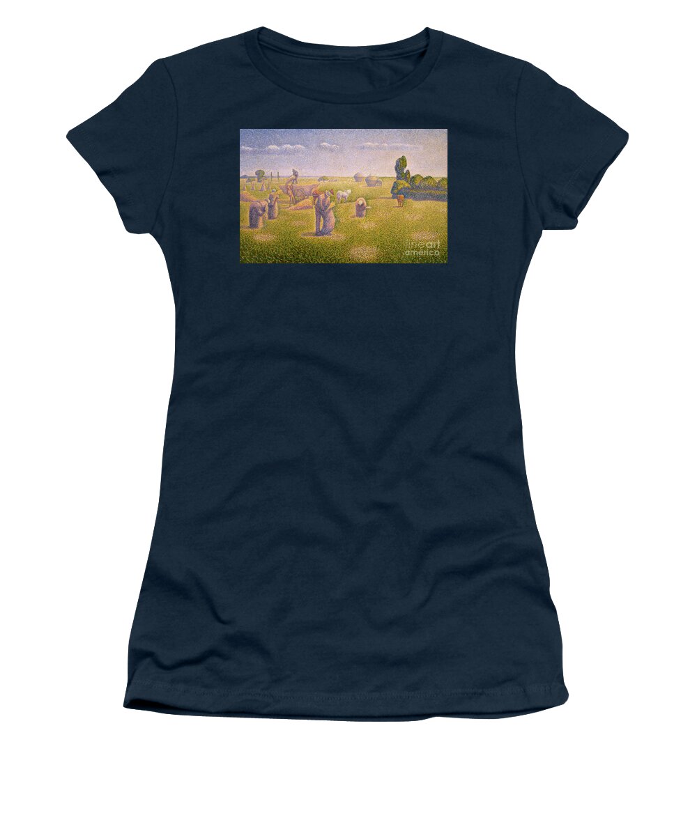 The Harvesters Women's T-Shirt featuring the painting The Harvesters, 1892 by Charles Angrand