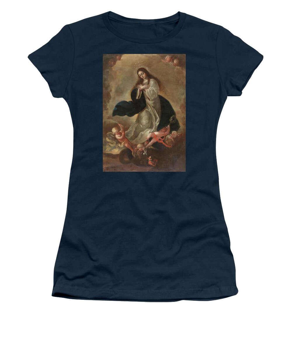 Anonymous Women's T-Shirt featuring the painting 'The Immaculate Conception'. Second half of the XVII century. Oil on canvas. by Anonymous