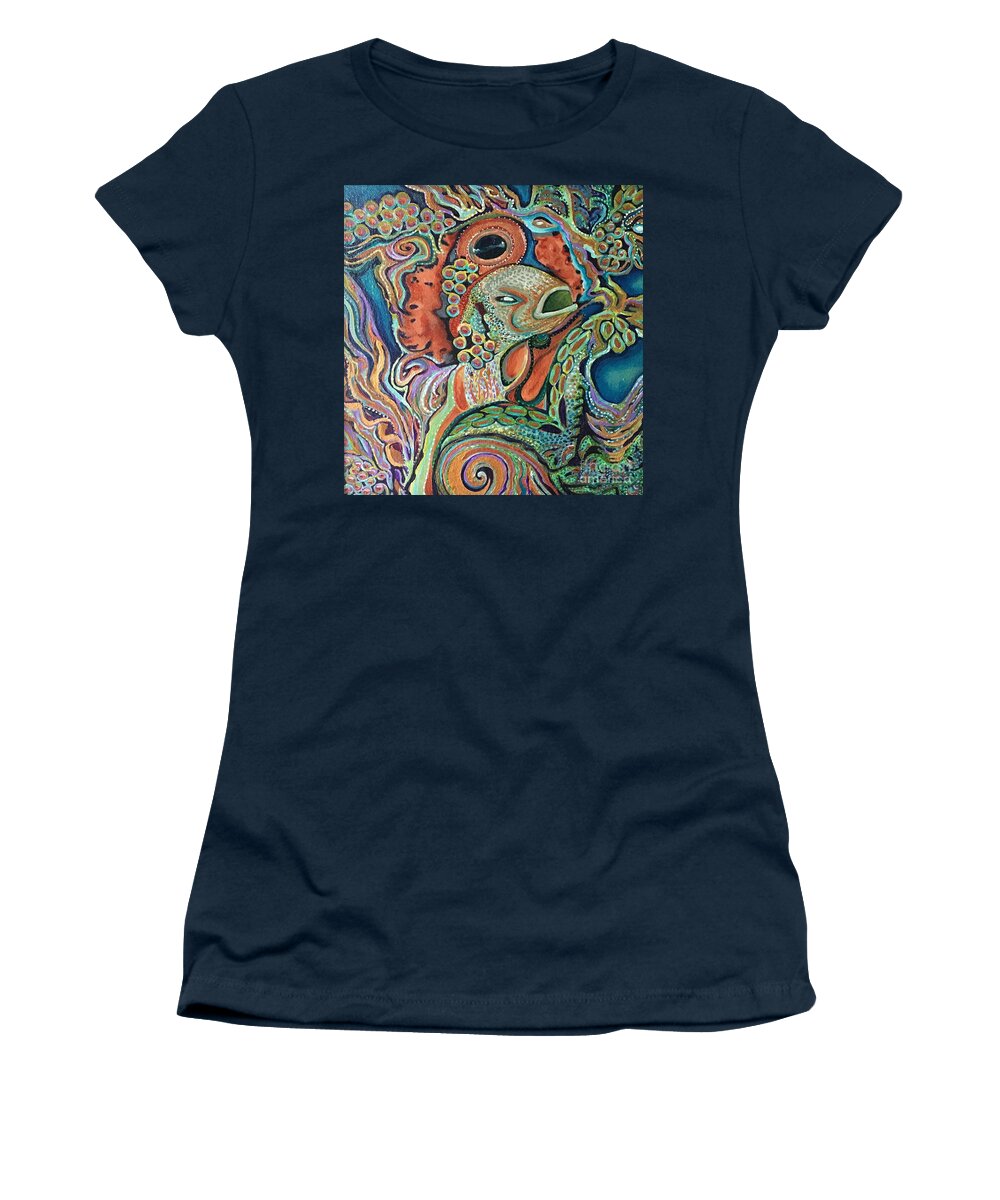 Mermaid Women's T-Shirt featuring the painting The Mermaid by Linda Markwardt