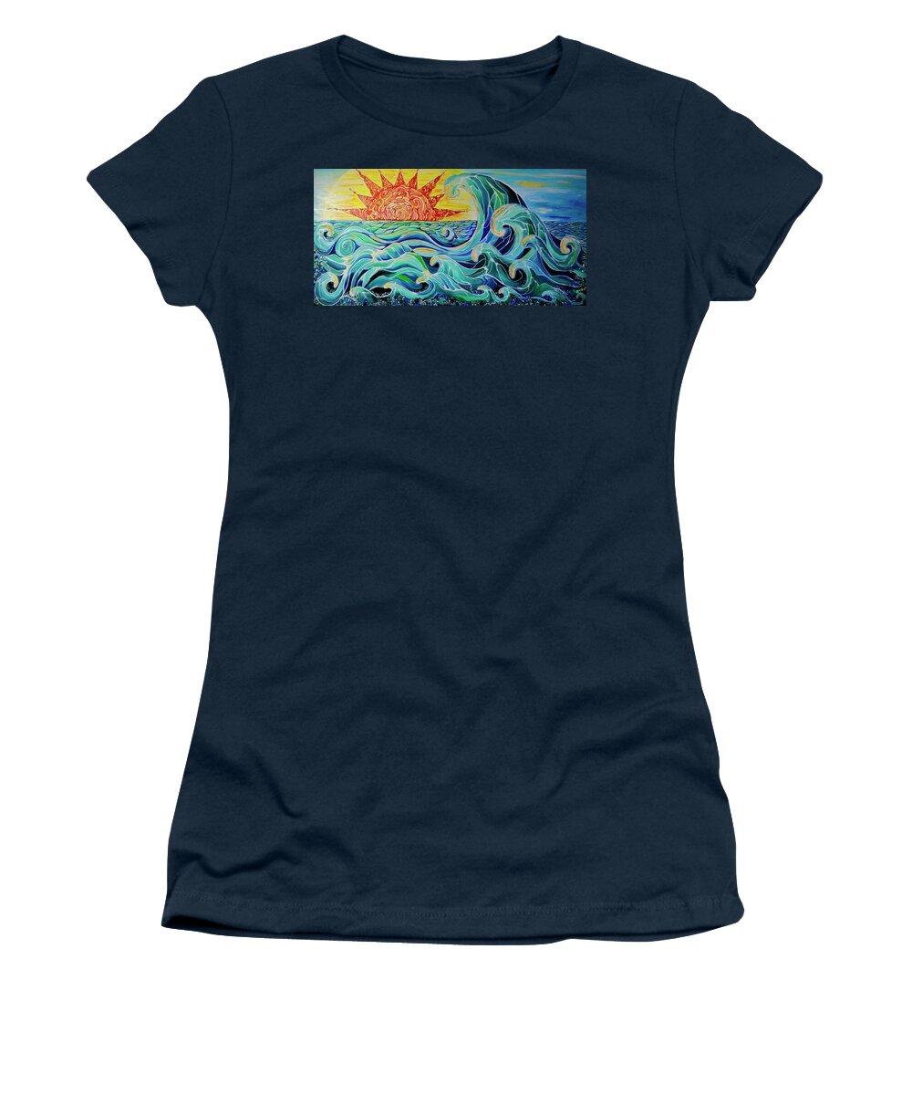 Waves Women's T-Shirt featuring the painting The Mother Wave by Patricia Arroyo