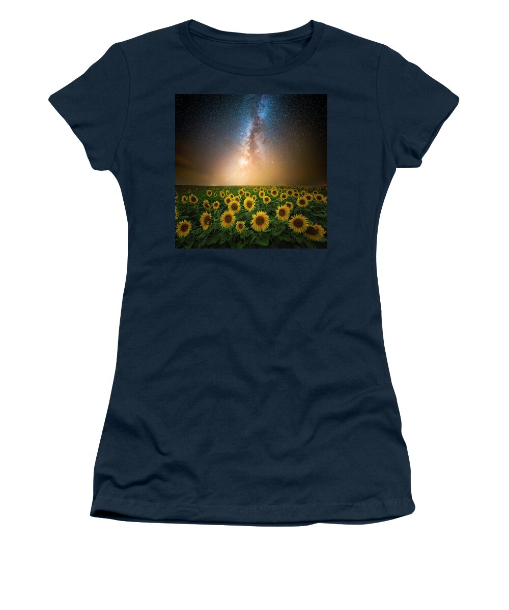 Sunflowers Women's T-Shirt featuring the photograph The Sky Is A Neighborhood by Aaron J Groen