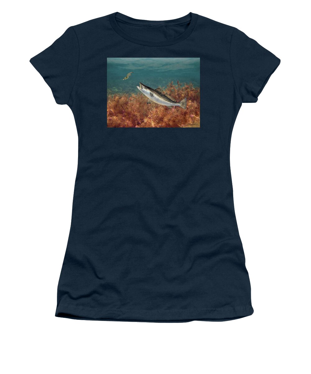 Fish Women's T-Shirt featuring the digital art The Spotted Seatrout by M Spadecaller