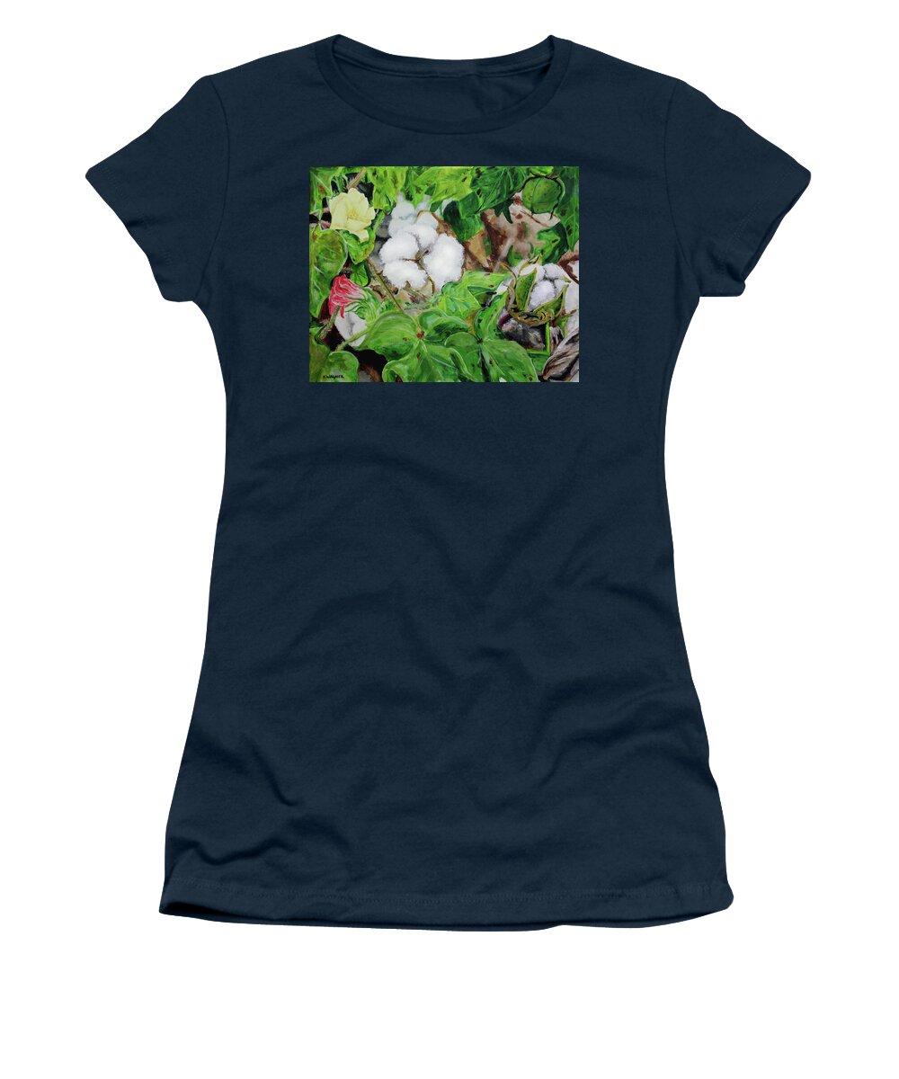 Cotton Women's T-Shirt featuring the painting The Stages of Cotton by Karl Wagner