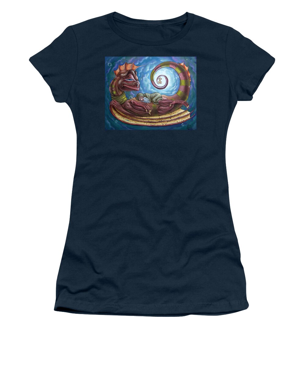 Painting Women's T-Shirt featuring the painting The Third dream of a celestial dragon by Victor Molev