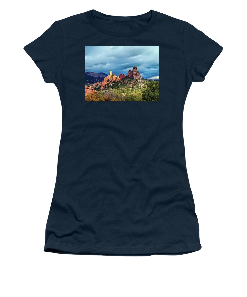 Garden Of The Gods Women's T-Shirt featuring the photograph The Way Between by Alana Thrower
