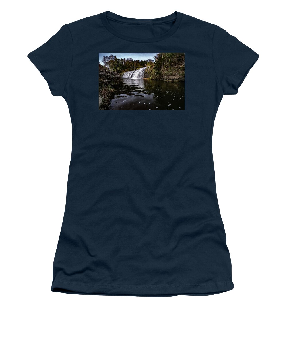 Waterfall Women's T-Shirt featuring the photograph Thunder Bay Falls in fall afternoon by Sven Brogren
