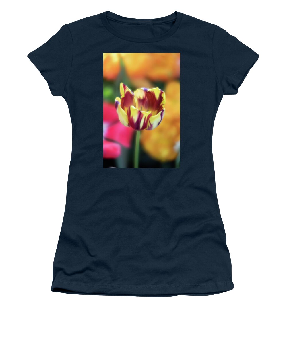Tiger Tulip Flower Floral Botany Botanical Botanic Softfocus Soft Focus Brian Hale Brianhalephoto Ma Mass Massachusetts New England Newengland U.s.a. Usa Women's T-Shirt featuring the photograph Tiger Tulip 2 by Brian Hale