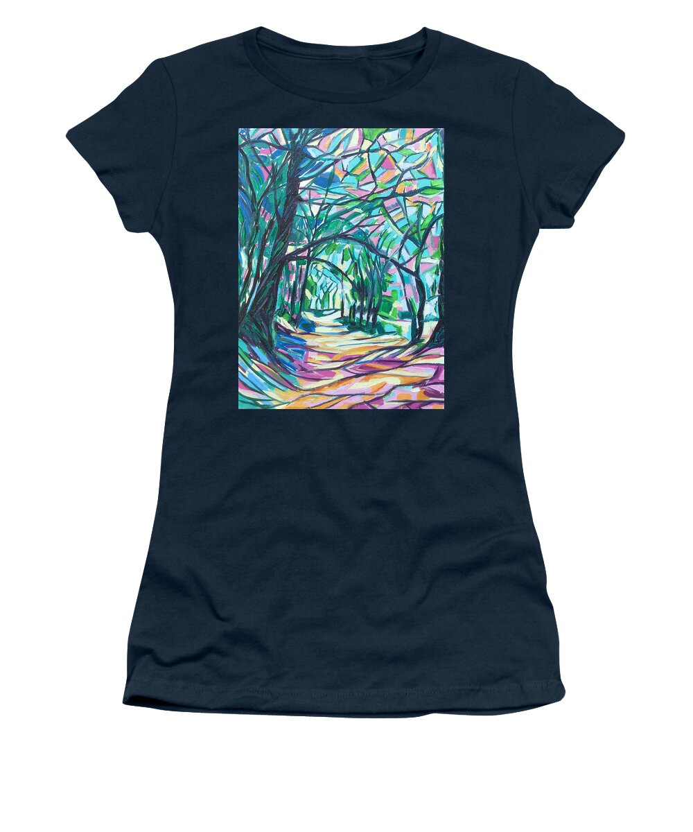 To Puffers Pond Women's T-Shirt featuring the painting To Puffers Pond by Therese Legere
