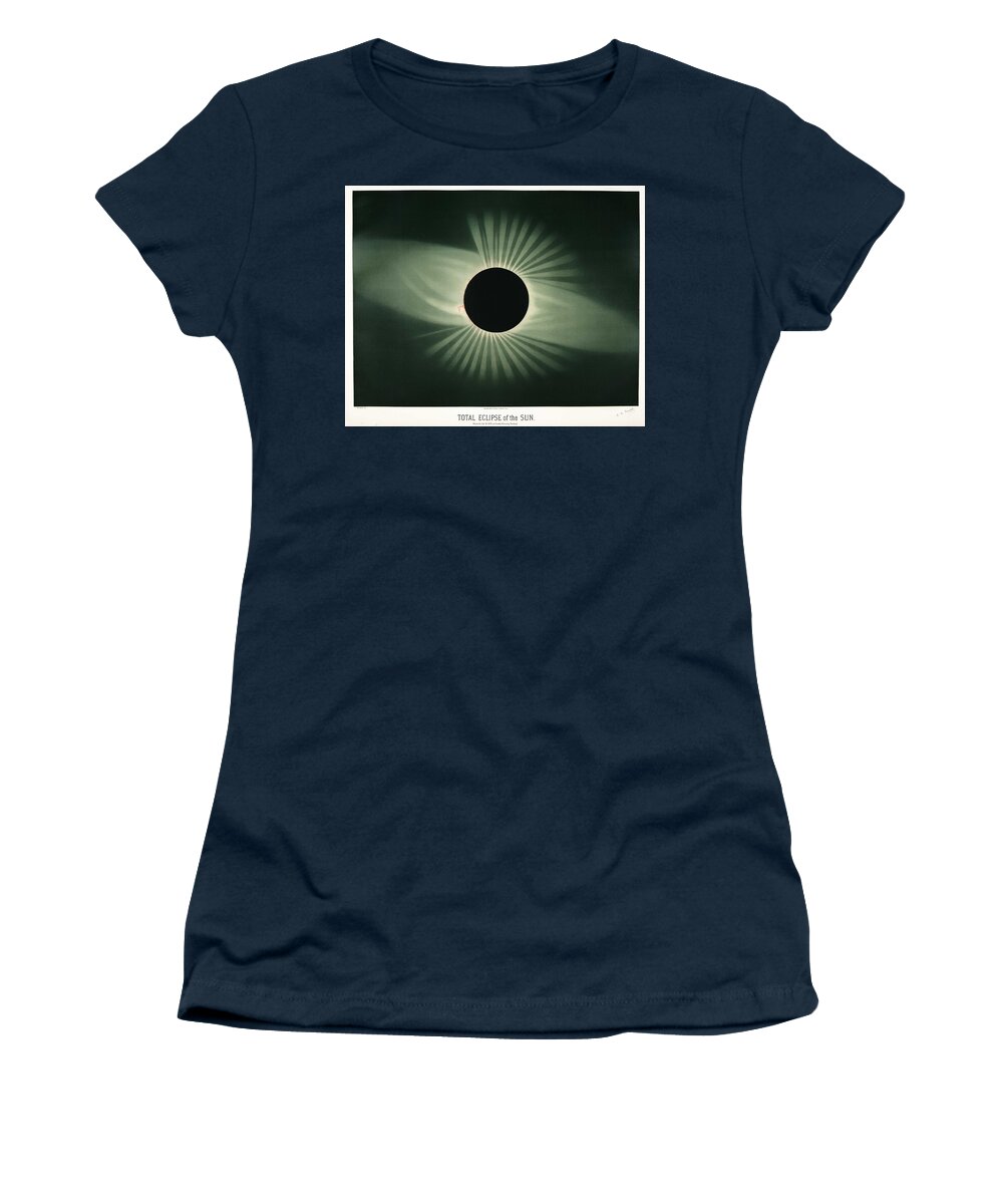 Sun Women's T-Shirt featuring the painting Total eclipse of the sun from the Trouvelot by MotionAge Designs