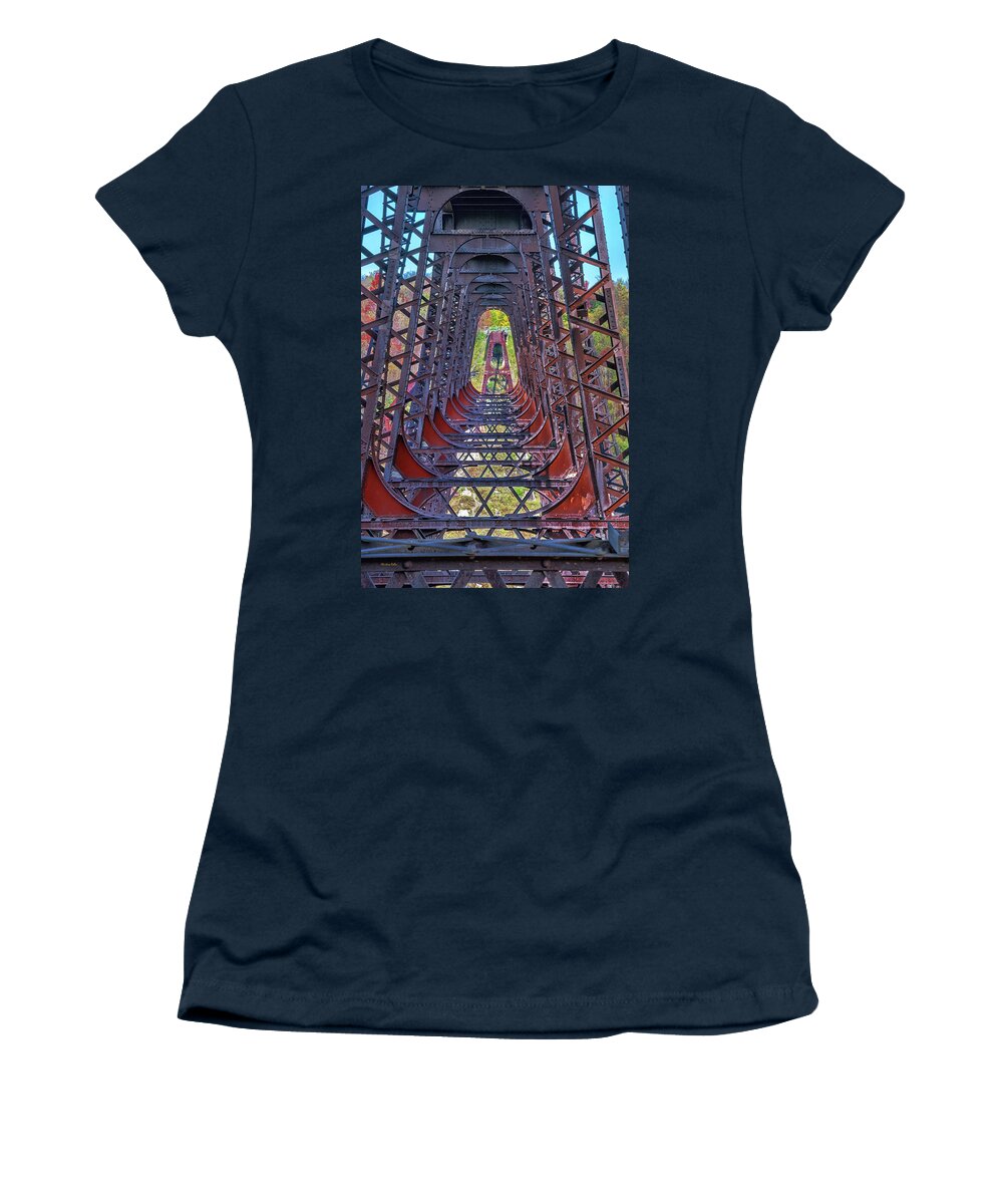 Bridge Women's T-Shirt featuring the photograph Trestle Bridge Kinzua by Christina Rollo