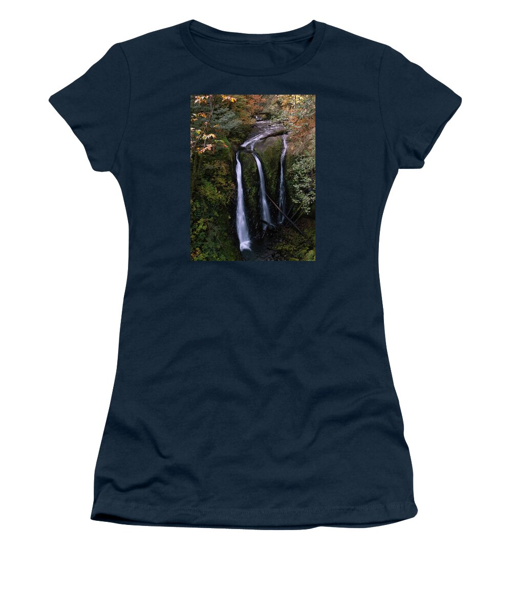 Waterfall Women's T-Shirt featuring the photograph Triple Falls by Steven Clark