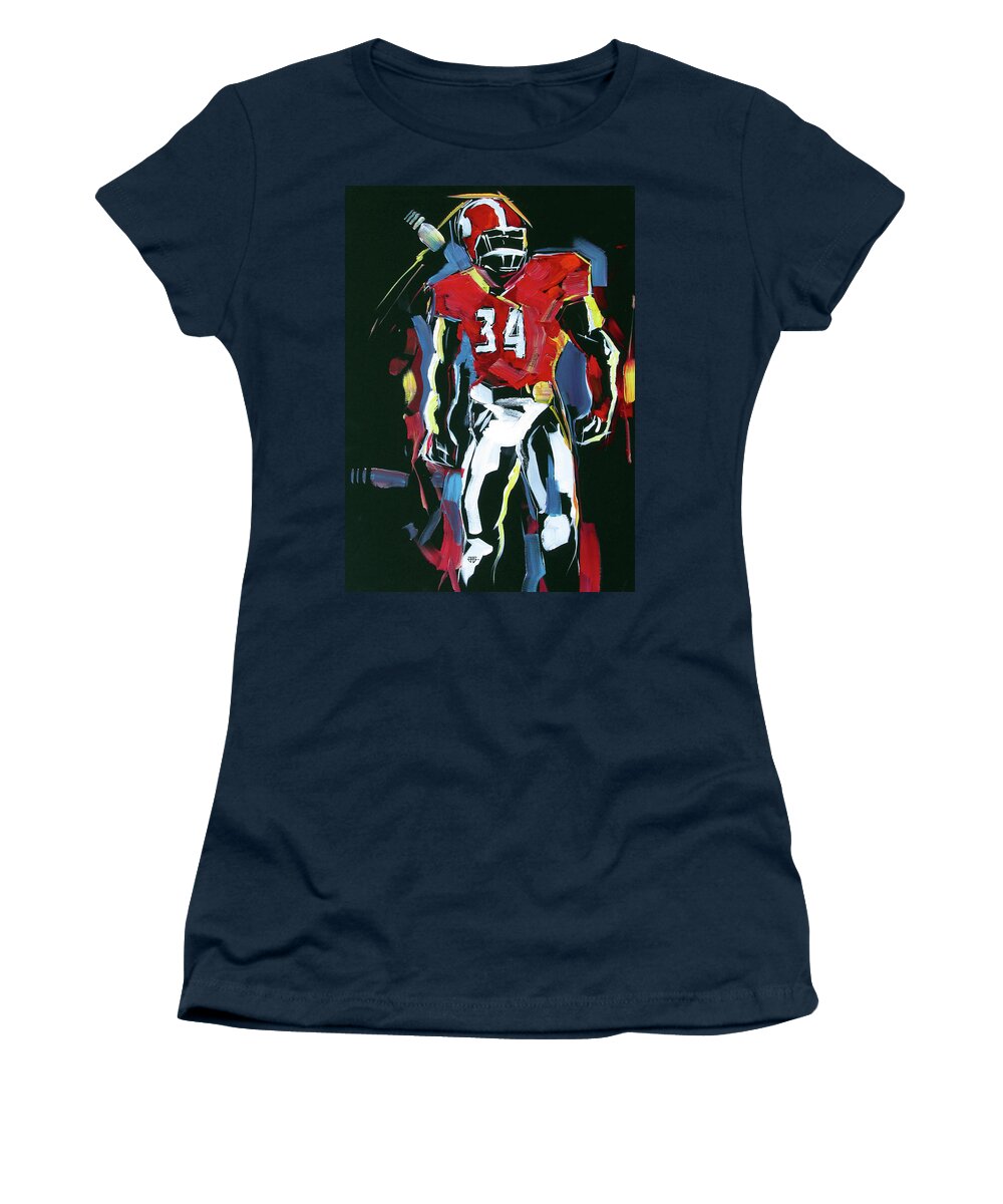 Uga Football Women's T-Shirt featuring the painting UGA number 34 by John Gholson