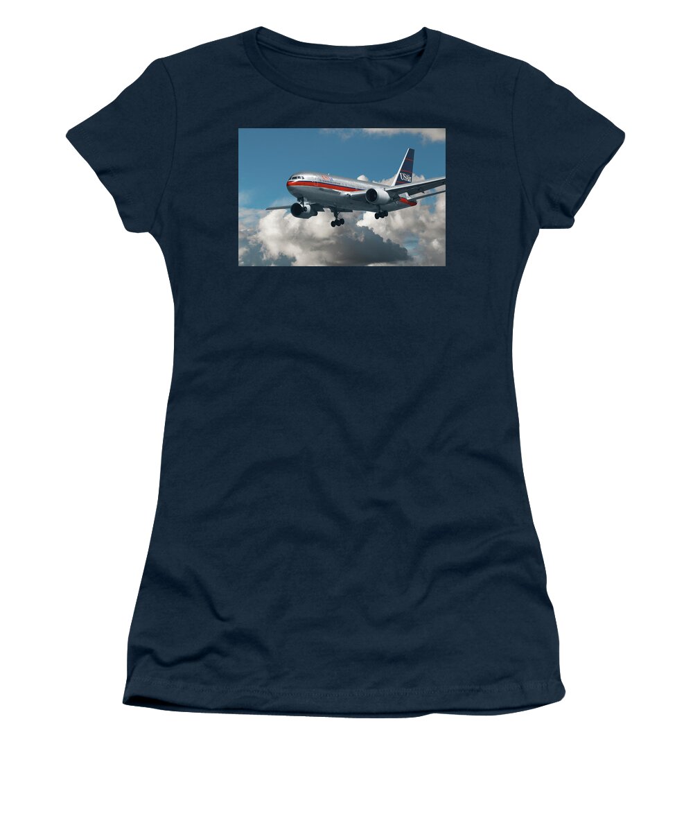 Us Air Women's T-Shirt featuring the photograph US Air Boeing 767-200 by Erik Simonsen