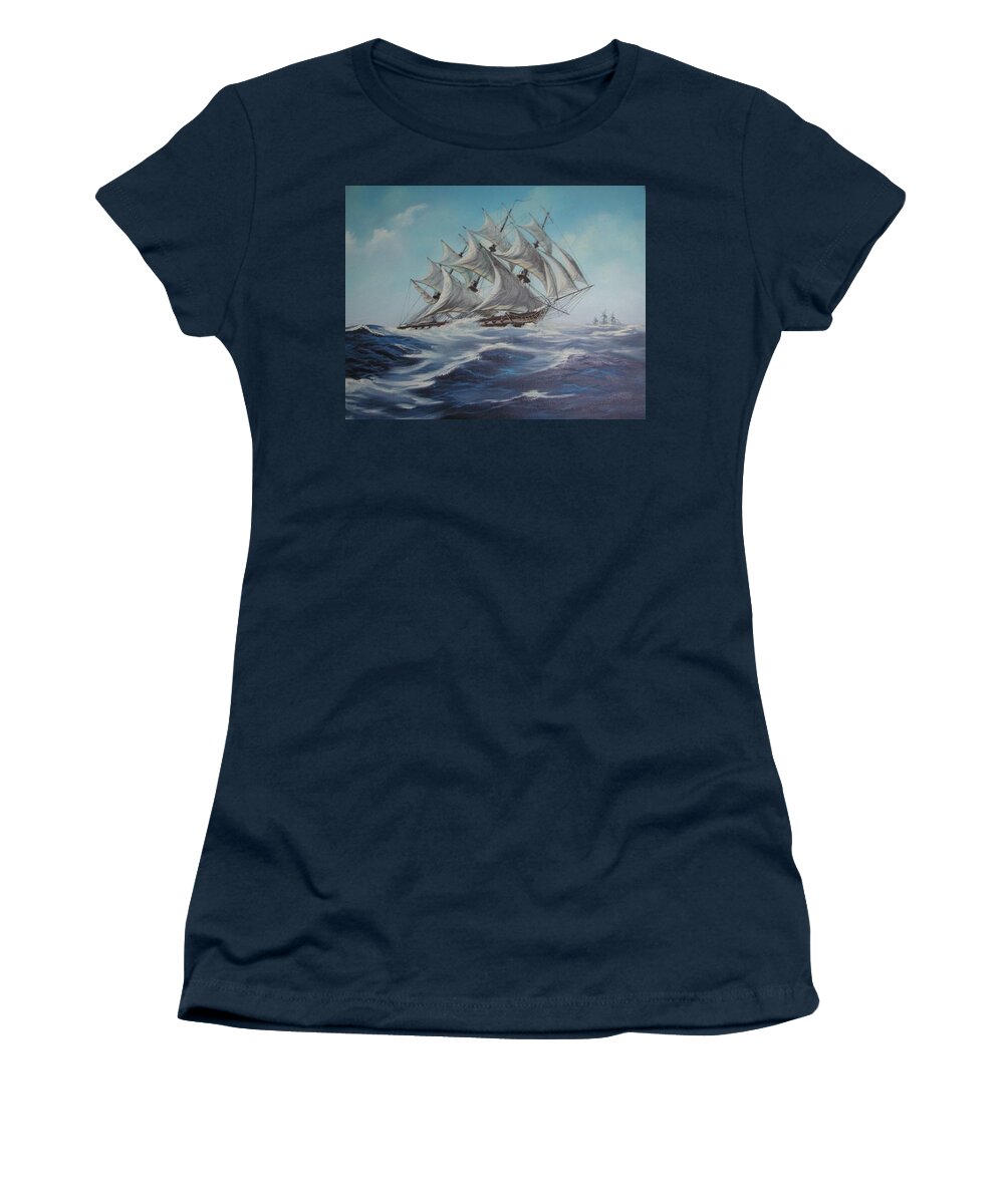 Uss Constellation Women's T-Shirt featuring the painting USS Constellation by Teresa Trotter