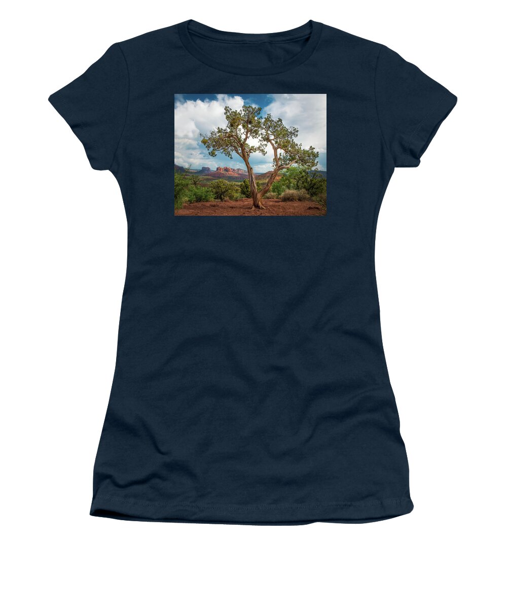 Sedona Women's T-Shirt featuring the photograph View From Juniper 1302 by Kenneth Johnson