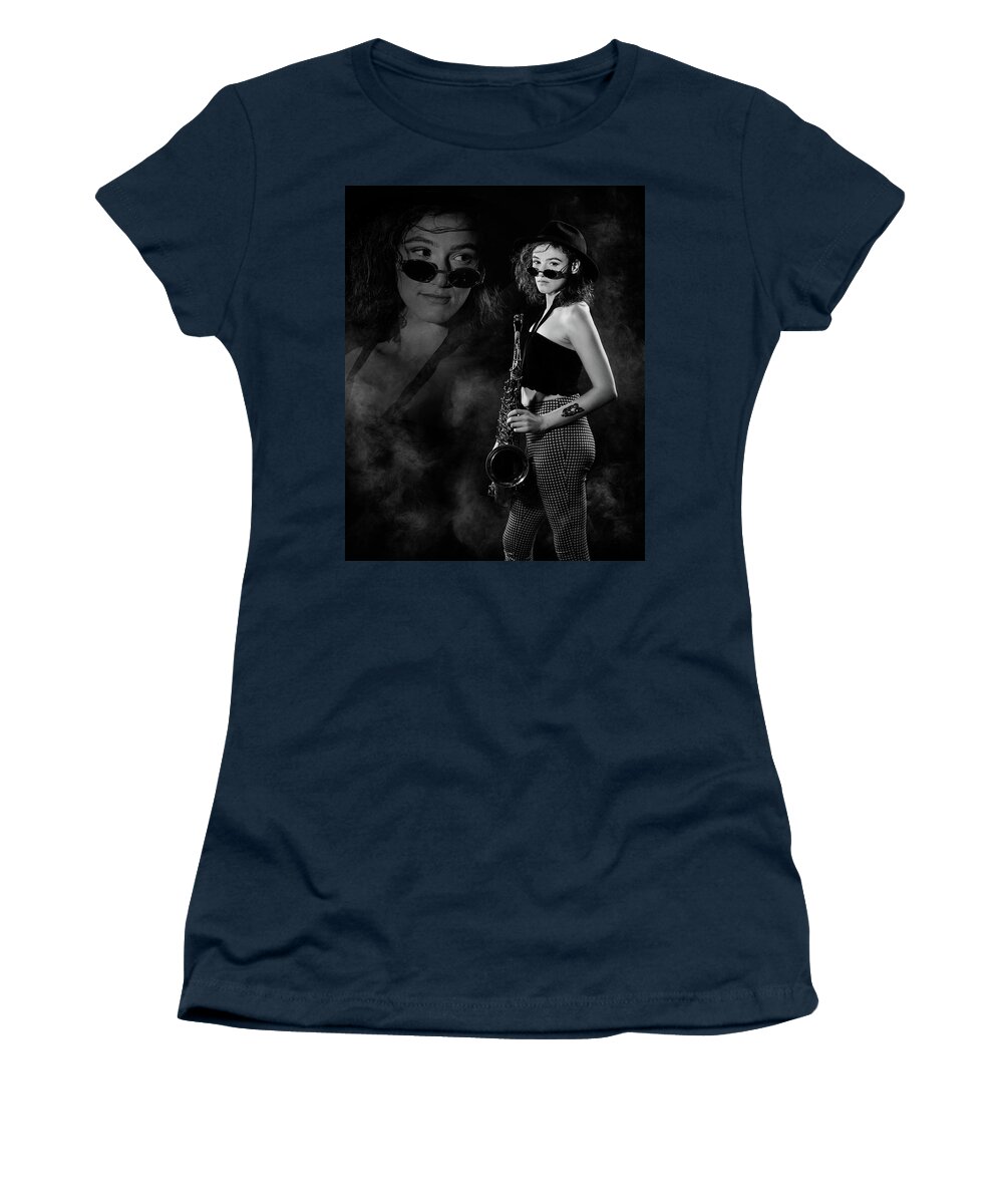Alexis Women's T-Shirt featuring the photograph Vision of Black and White Blues by Dennis Dame
