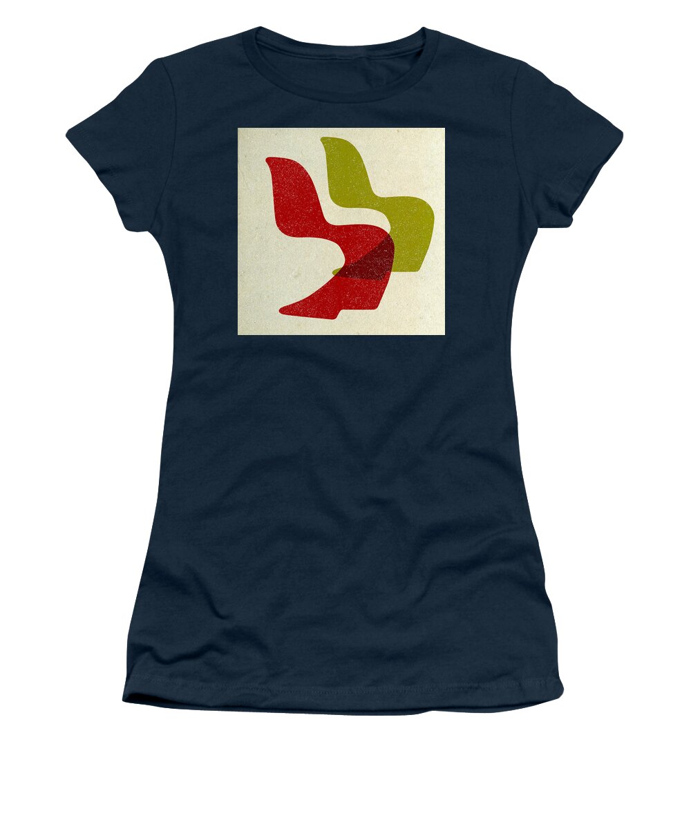 Mid-century Women's T-Shirt featuring the digital art Vitra Panton Chairs I by Naxart Studio