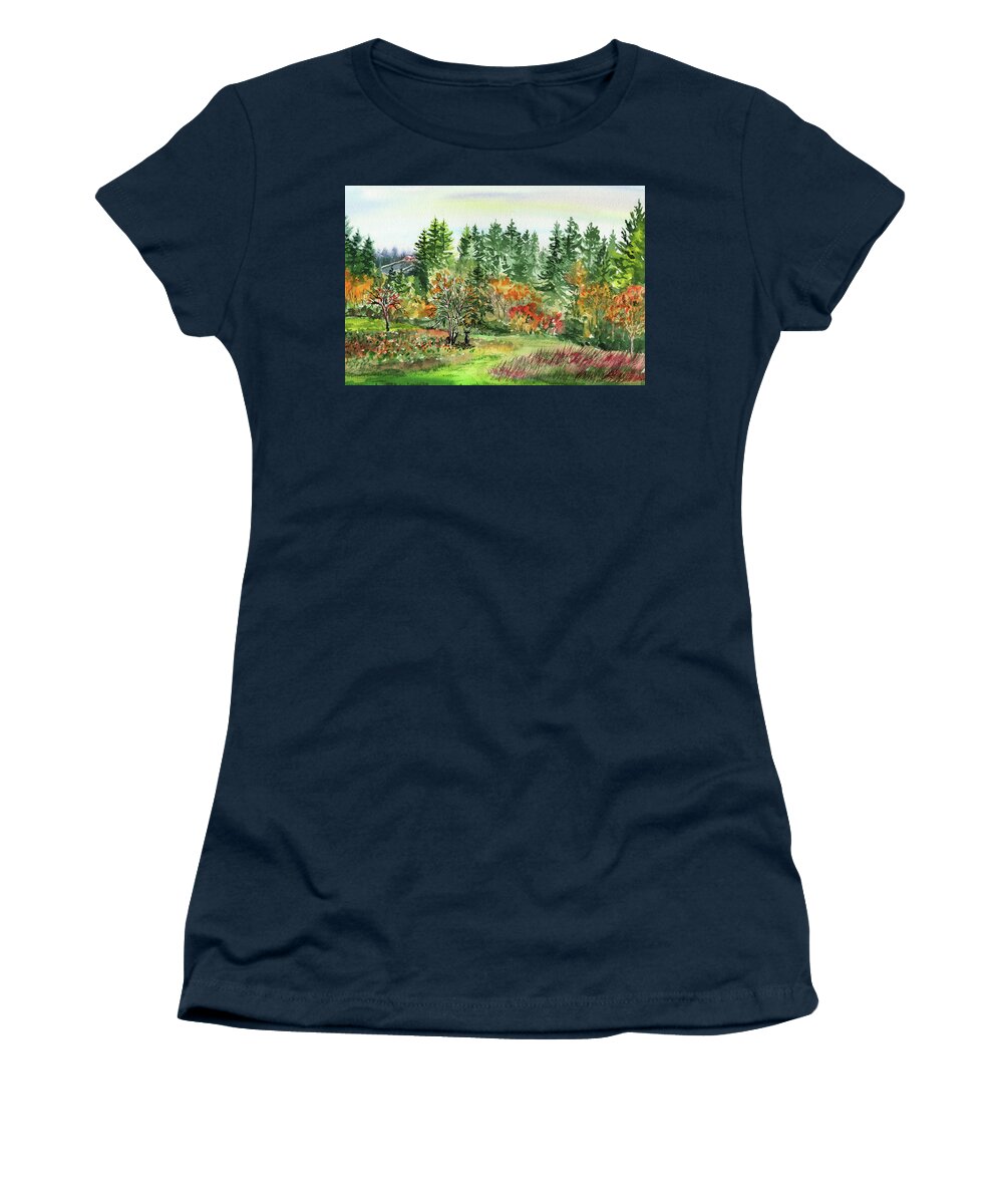 Hills Women's T-Shirt featuring the painting Washington State Fall Impressions by Irina Sztukowski