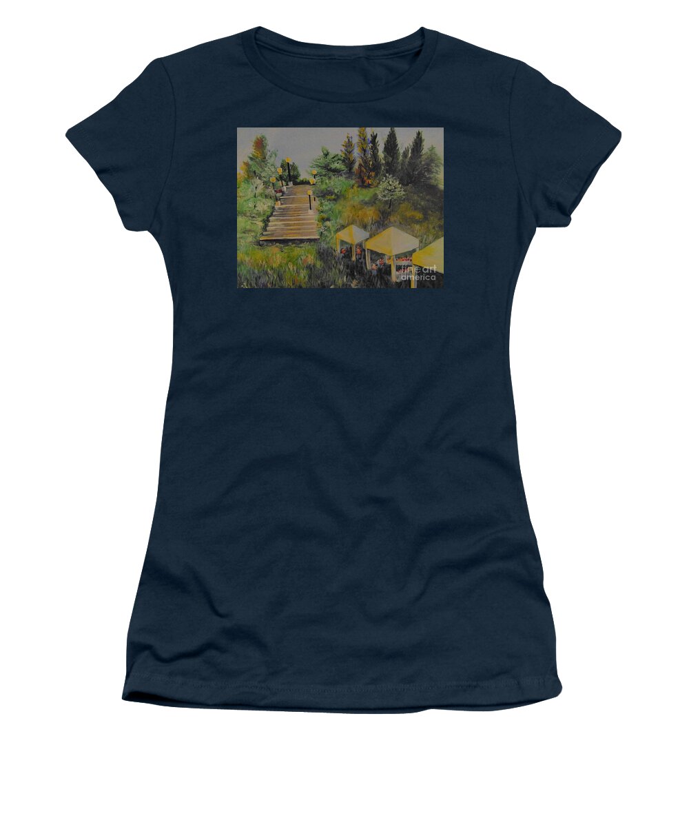 Westminster Women's T-Shirt featuring the painting Westy Fest by Saundra Johnson