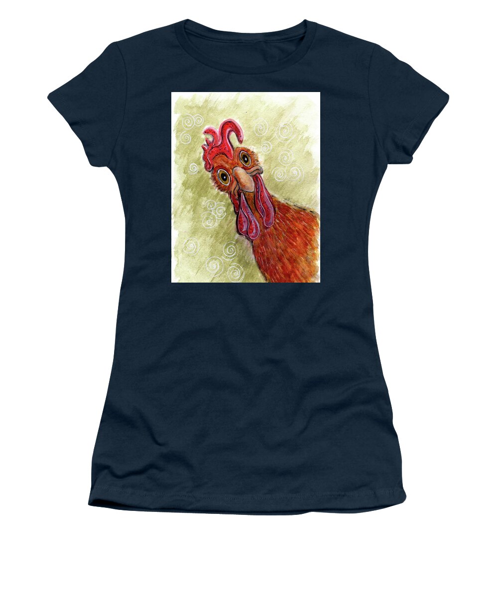 Chicken Women's T-Shirt featuring the painting What's Up My Peeps by Karren Case