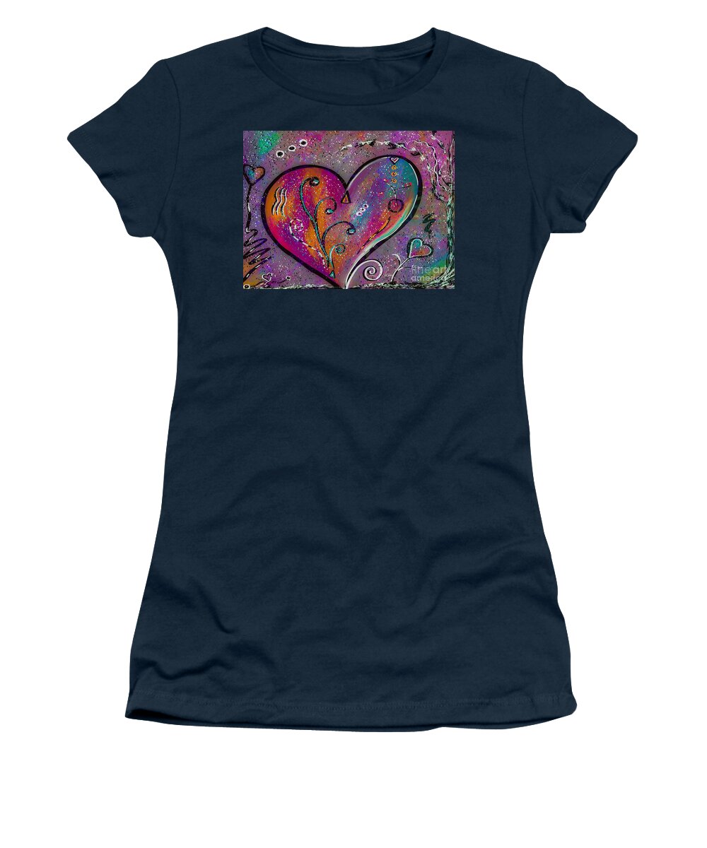 Whimsical Heart Women's T-Shirt featuring the digital art Whimsical Hearts Colorful Digital Painting by Laurie's Intuitive
