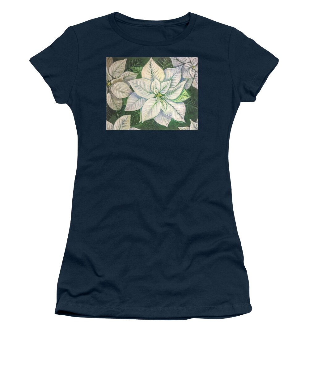 Eugene Women's T-Shirt featuring the painting White Poinsettia by Tara D Kemp