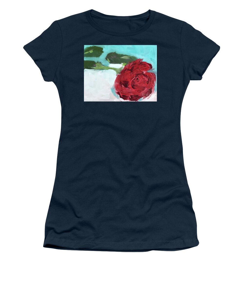 Original Art Work Women's T-Shirt featuring the painting Wild Rose by Theresa Honeycheck