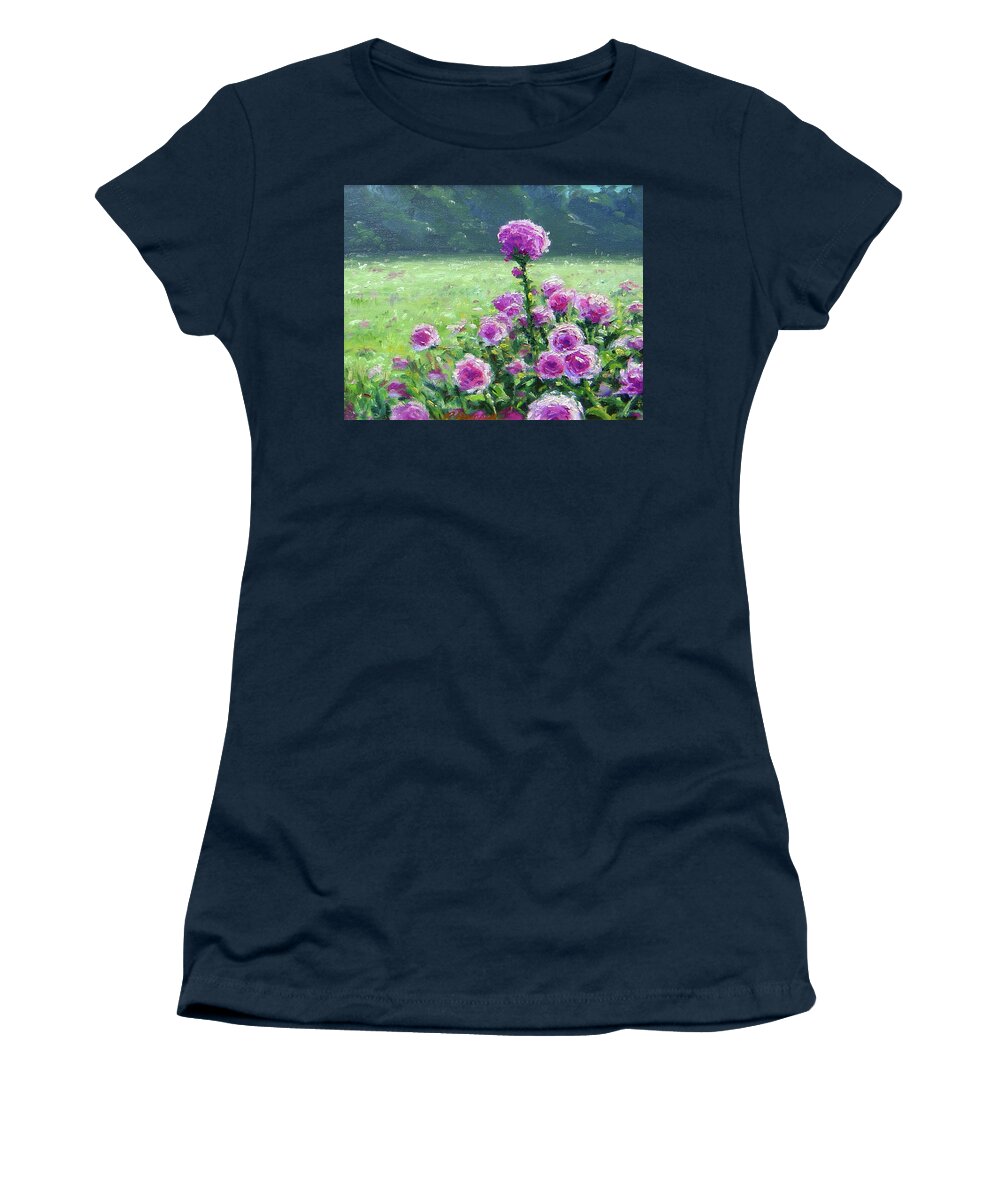 Garden Women's T-Shirt featuring the painting Wild Roses by Rick Hansen
