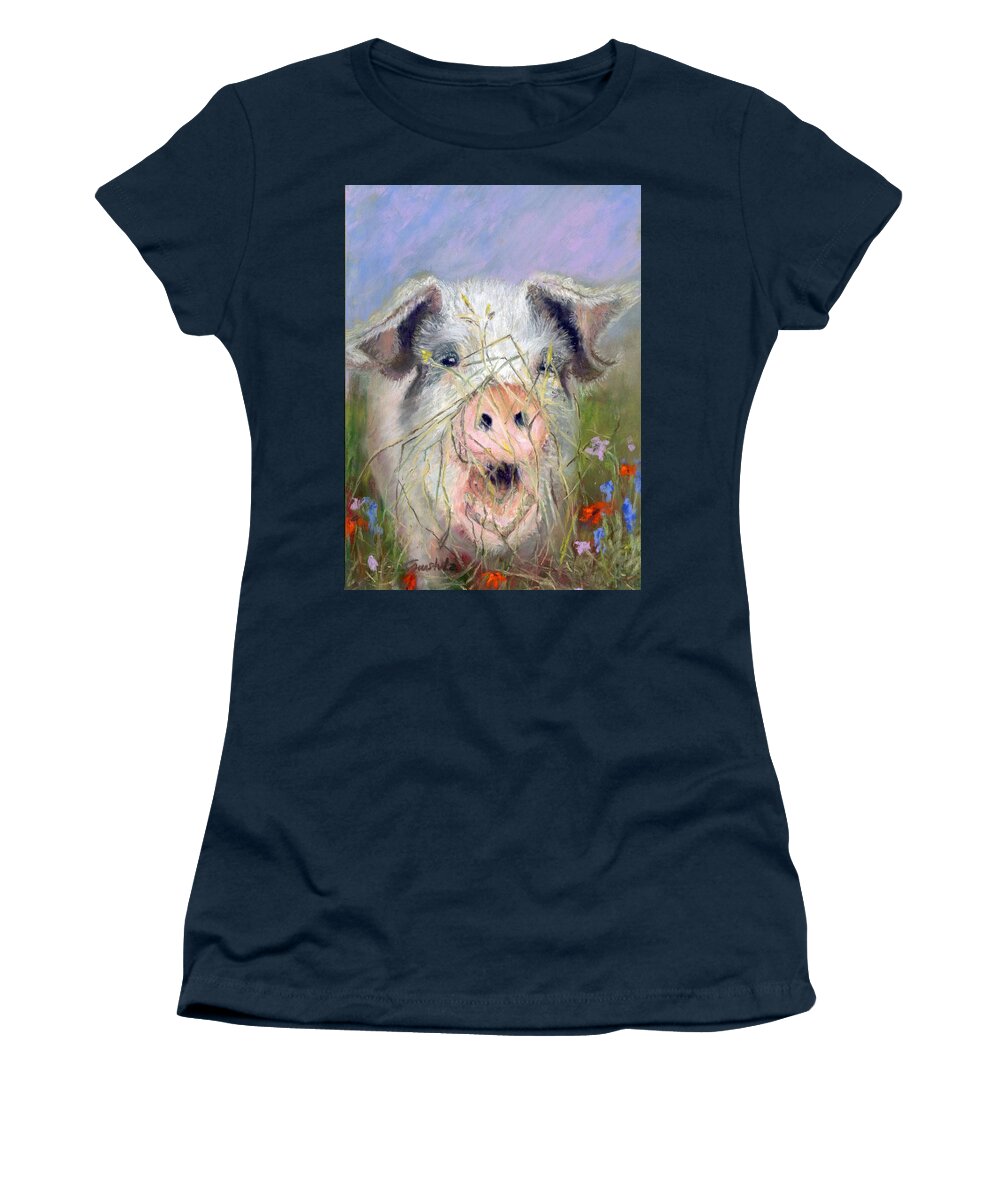 Hff Women's T-Shirt featuring the painting WINNIE, another HFF cutie by Christine Amstutz