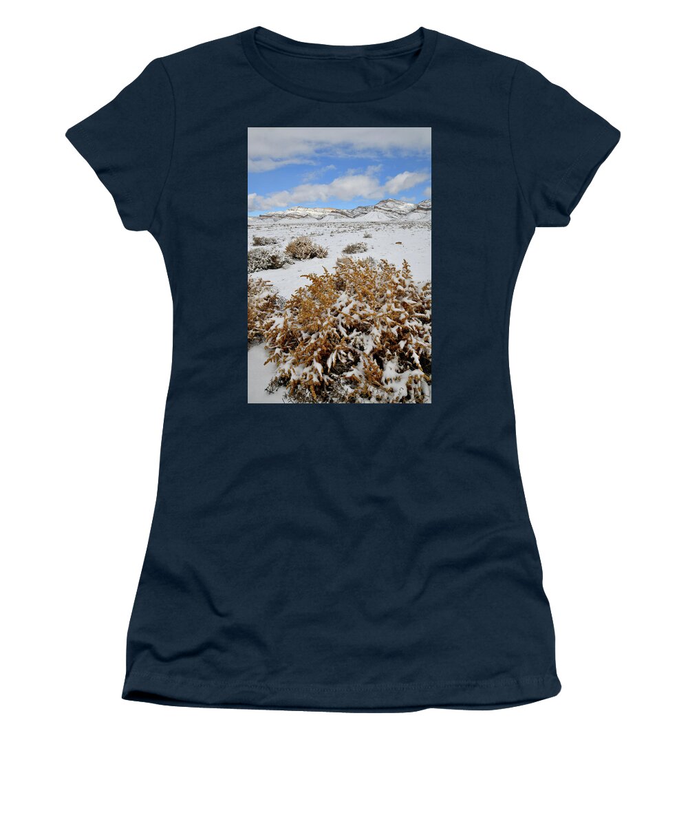 Book Cliffs Women's T-Shirt featuring the photograph Winter Scene at Book Cliffs by Ray Mathis