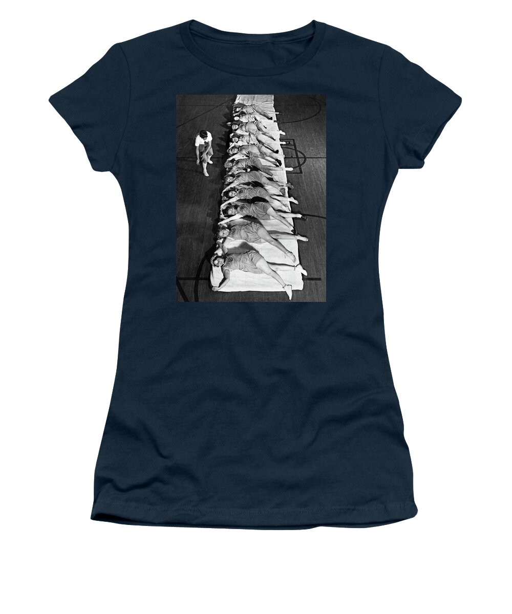 1920s Women's T-Shirt featuring the photograph Women Exercising Lesson by Underwood Archives