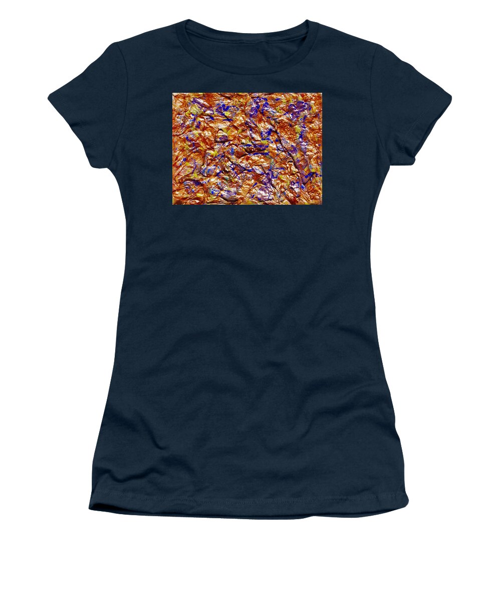 Working Face Mining Abstract Copper Women's T-Shirt featuring the painting Working Face by Thomas Santosusso