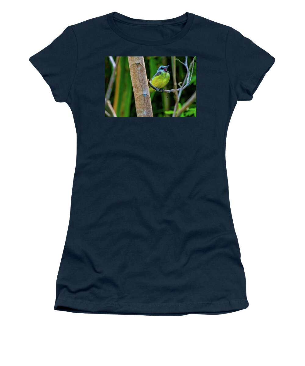 Songbird Women's T-Shirt featuring the photograph Yellow Throated Kingbird by Leslie Struxness