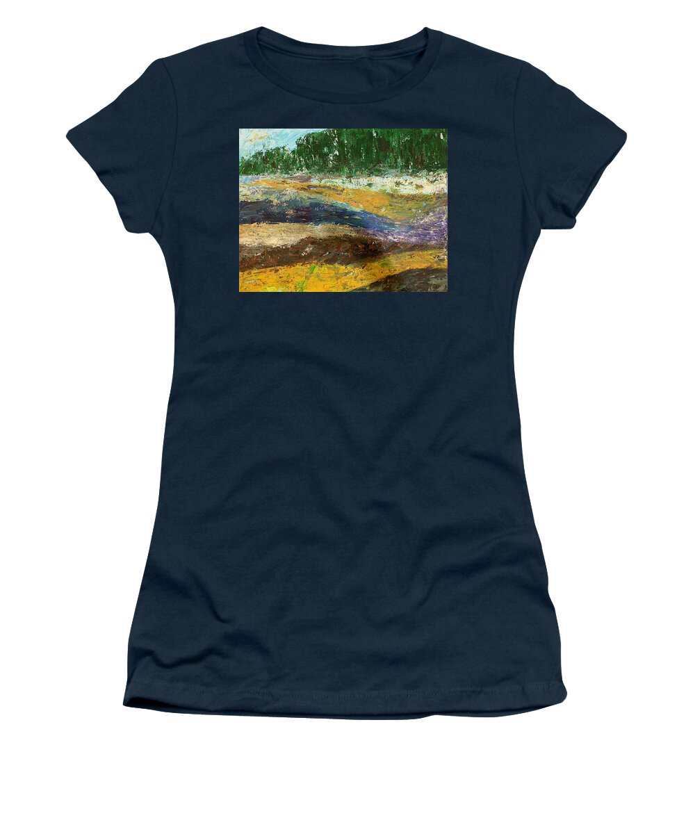 Yellowstone Women's T-Shirt featuring the painting Yellowstone by Raji Musinipally