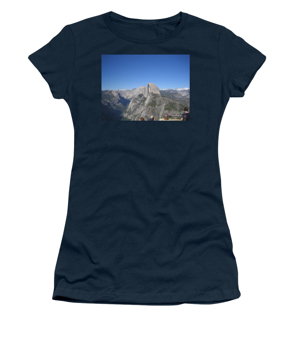 Yosemite Women's T-Shirt featuring the photograph Yosemite National Park Half Dome Rock Panoramic View by John Shiron