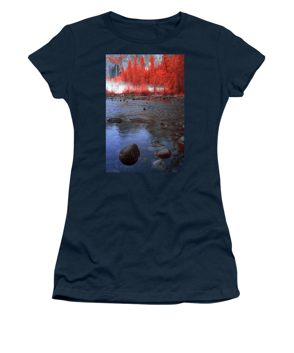 Yosemite Women's T-Shirt featuring the photograph Yosemite River in Red by Jon Glaser
