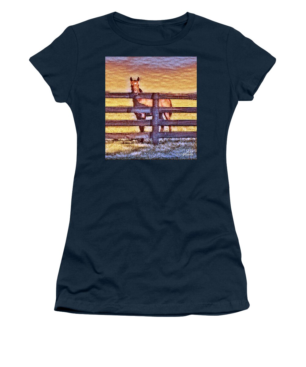 Horse Women's T-Shirt featuring the digital art Young Kentucky Thoroughbred by CAC Graphics