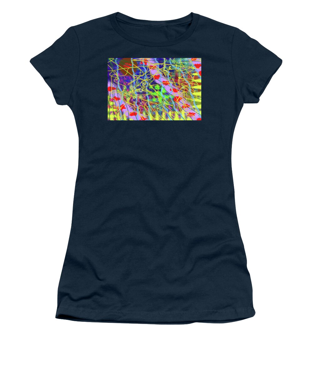 Walter Paul Bebirian: The Bebirian Art Collection Women's T-Shirt featuring the digital art 7-17-2011dabcdefghijklmnopqrt #1 by Walter Paul Bebirian