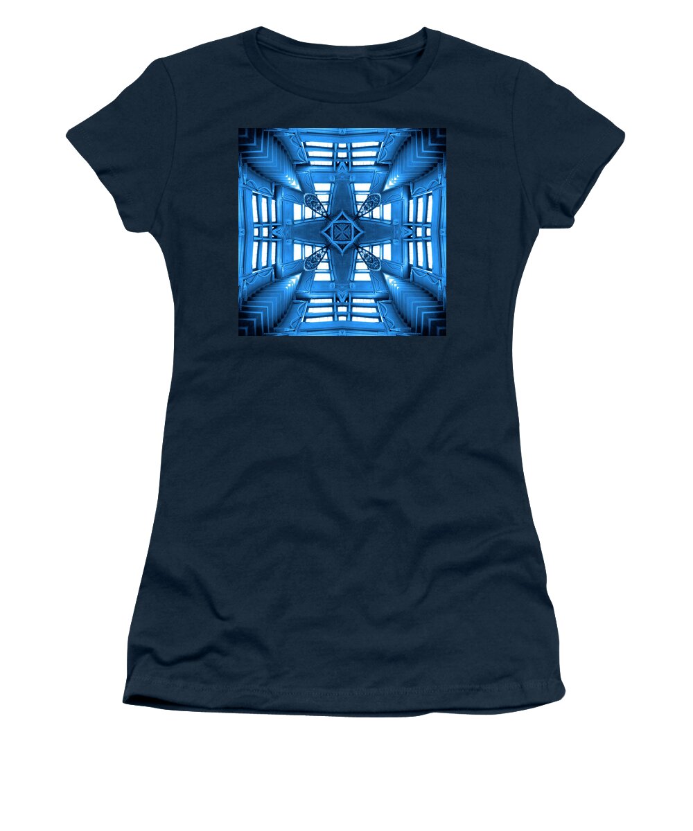 Abstract Stairs Women's T-Shirt featuring the photograph Abstract Stairs 2 in Blue by Mike McGlothlen
